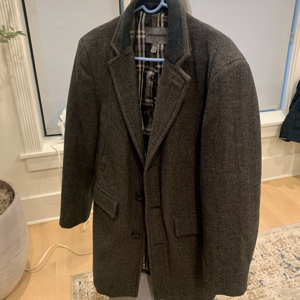 Charcoal Pea Coat by Johnston and Murphy